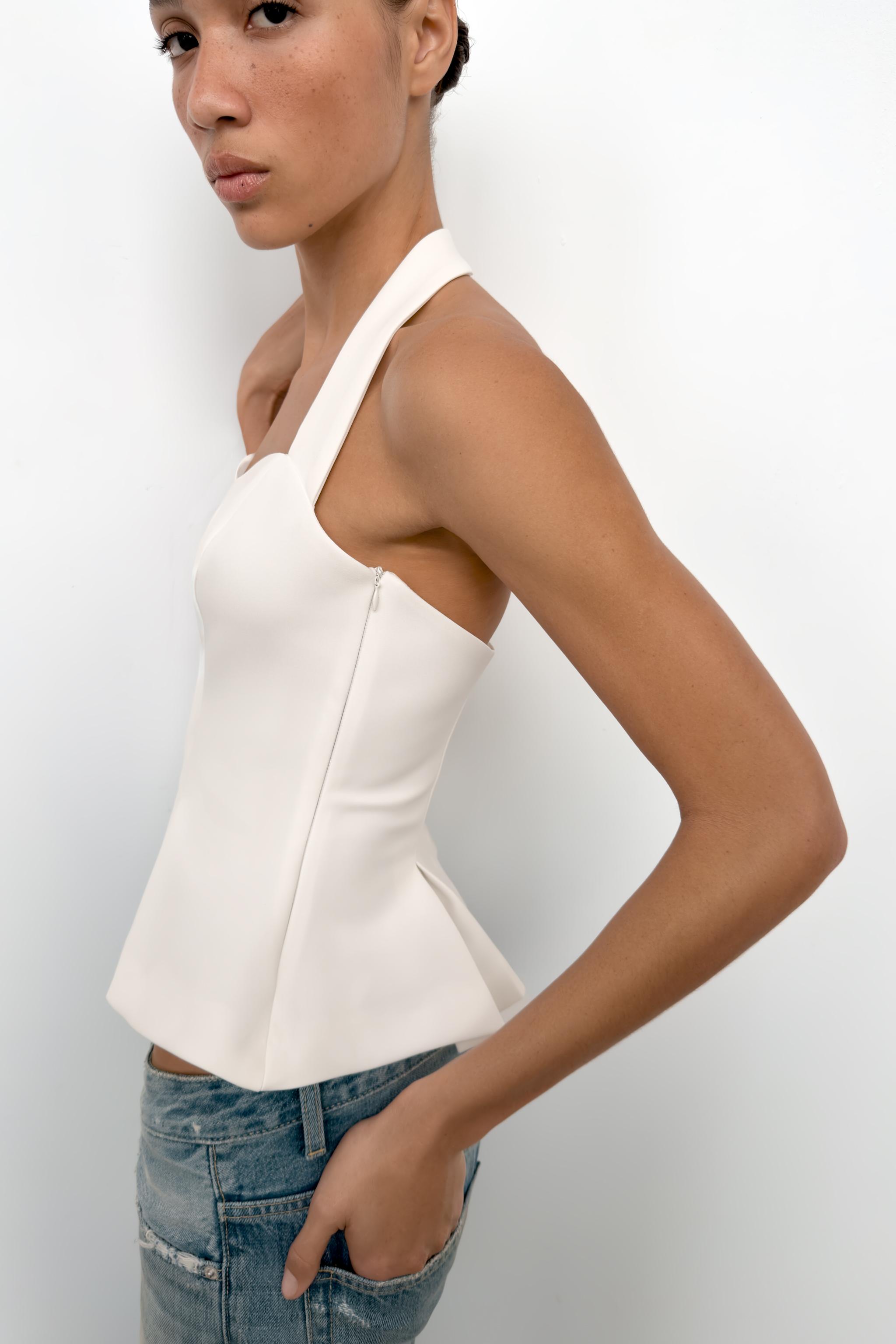 TOP HALTER PLISSÉ