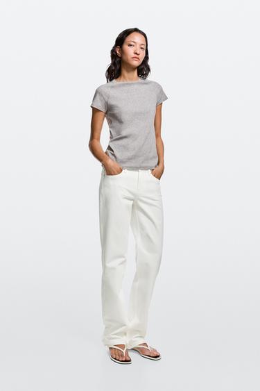 Zara Low-rise straight-leg jeans - Oyster-white - Image 0