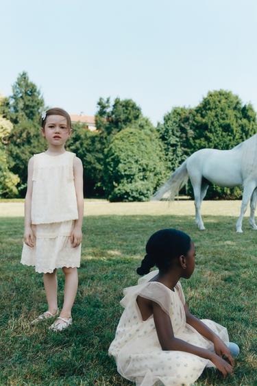 FALDA BORDADOS PUNTILLA - Crudo de Zara