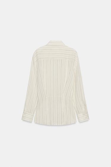 STRIPED PLEATED SHIRT ZW COLLECTION LIMITED EDITION - Ecru / Black by Zara - Image 3