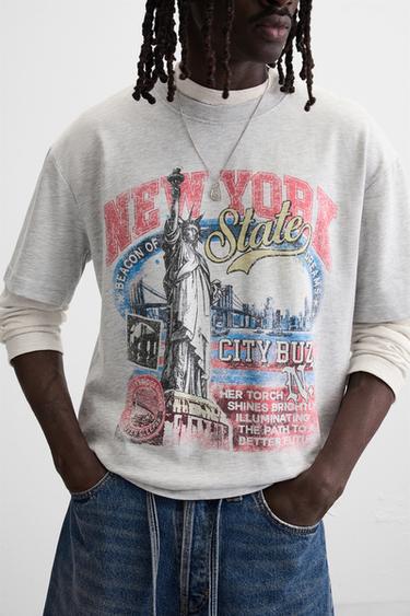 WASHED PRINT T-SHIRT - SILVER UNIVERSE by Zara - Image 6