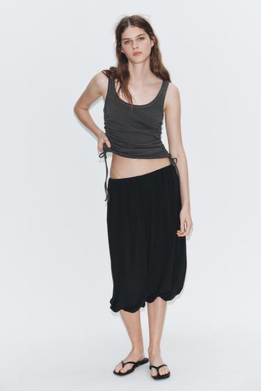 TOP WITH SIDE GATHERING - Charcoal grey by Zara