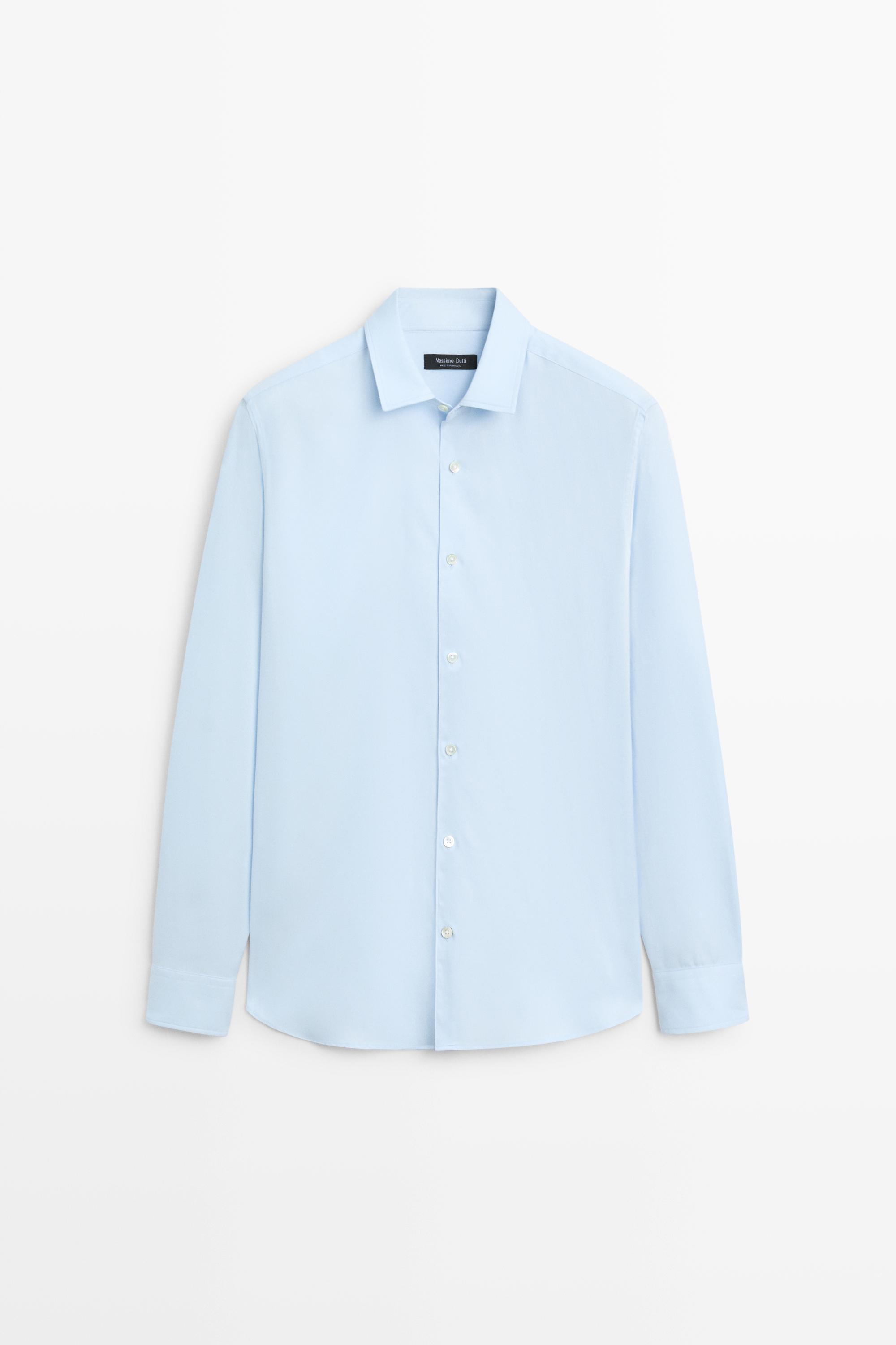 100% Cotton Twill Regular Fit Shirt — Green stripe