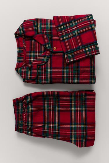 3-14 ЛЕТ/ ФЛАНЕЛЕВАЯ ПИЖАМА В КЛЕТКУ — Бутылочно-зеленый темный от Zara