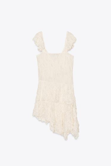 ROBE VOLANTS DENTELLE - Écru de Zara - Image 7