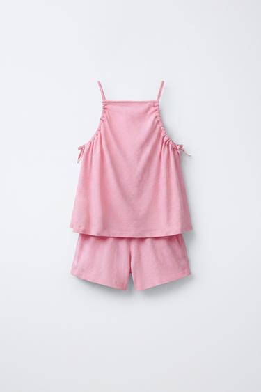 PUUVILLA-PELLAVATOPPI JA -SHORTSIT - Mid-pink Zaralta