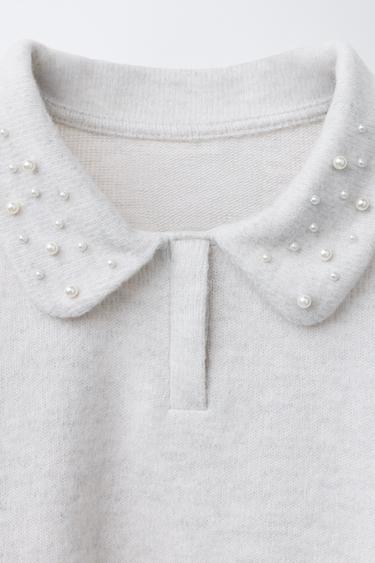 SOFT-TOUCH FAUX PEARL POLO SHIRT - Ecru by Zara - Image 2