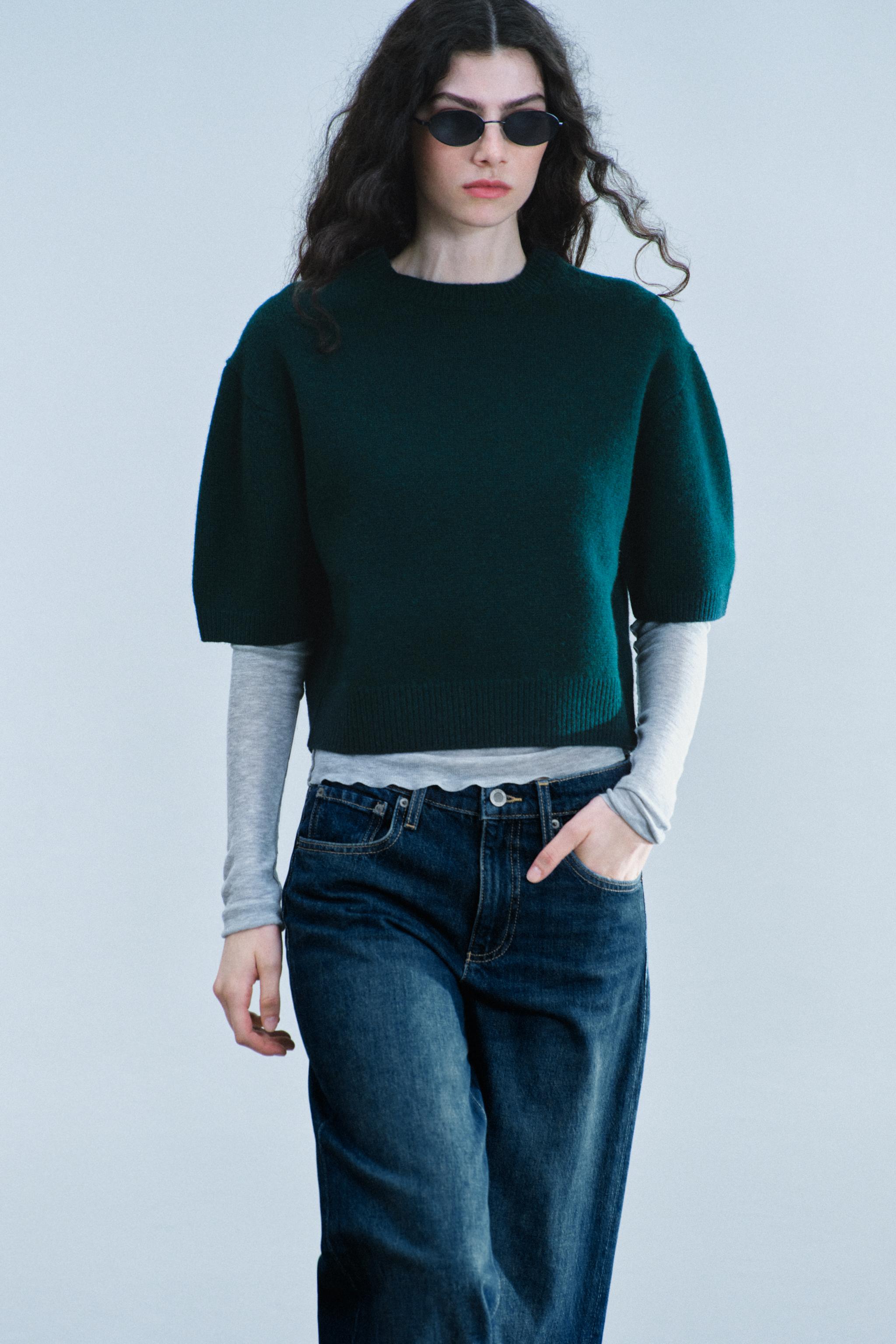 100% WOOL SHORT-SLEEVE VOLUME JUMPER