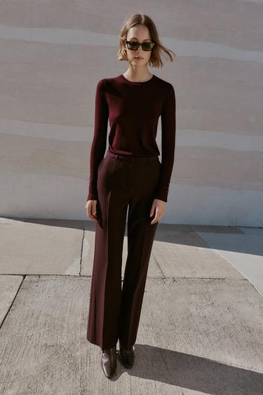 BASIC PLAIN KNIT JUMPER - Burgundy by Zara - Image 0