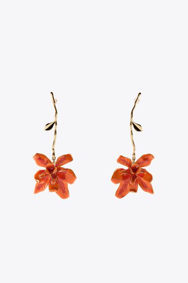 Zara FLOWER STEM EARRINGS - Golden