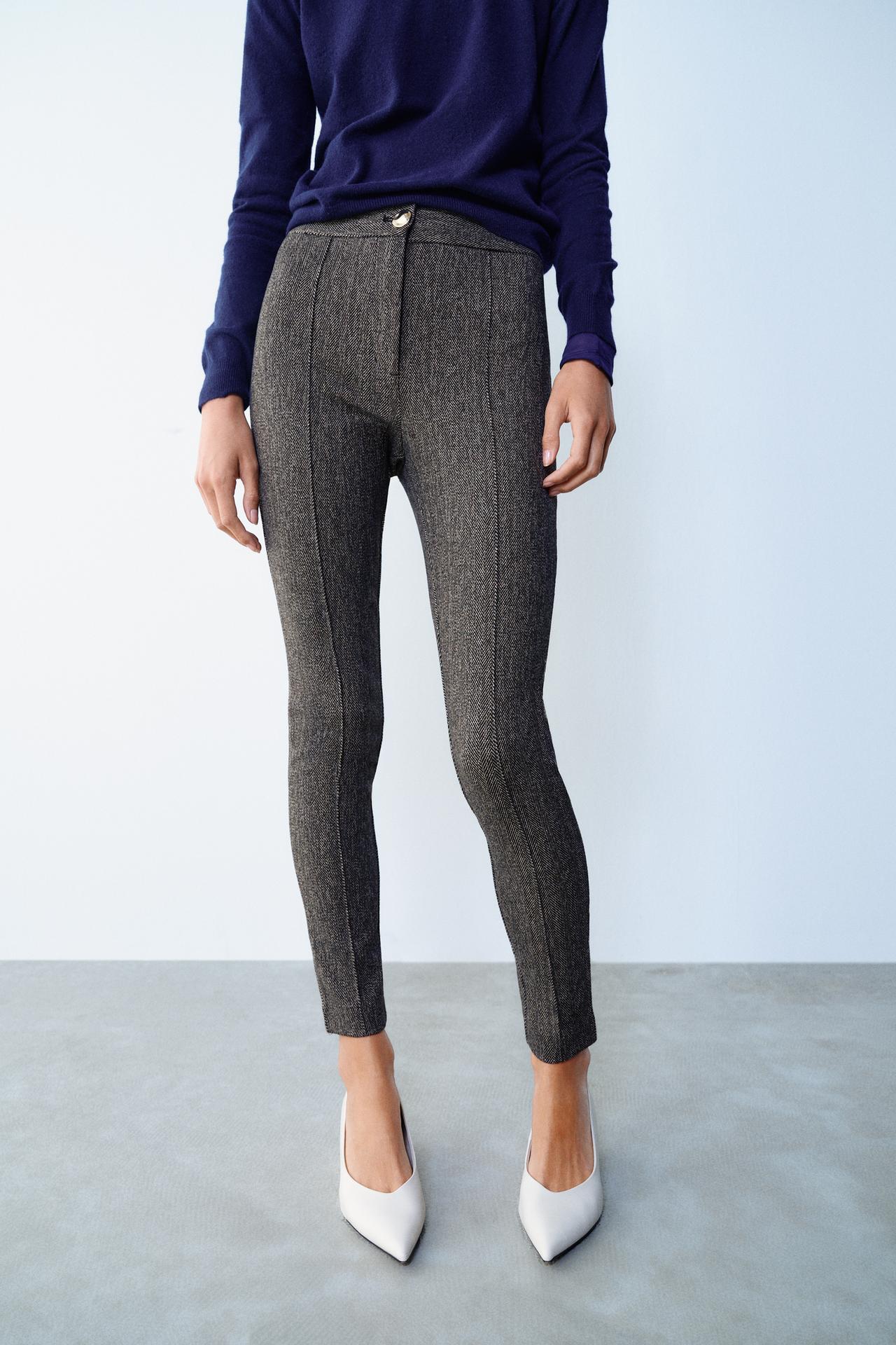 HERRINGBONE LEGGINGS — Gray marl