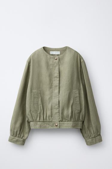 100% LINEN JACKET - Khaki by Zara - Image 0