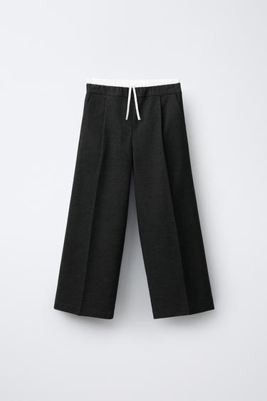 TROUSERS WITH DOUBLE CONTRAST WAISTBAND - Anthracite grey by Zara