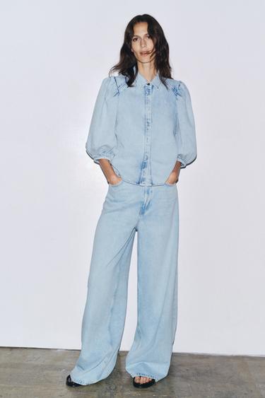 JEAN ZW COLLECTION PALAZZO TAILLE HAUTE - Bleu clair de Zara