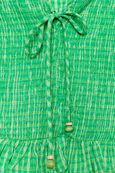 GINGHAM SMOCKED TOP - Greens by Zara - Image 6