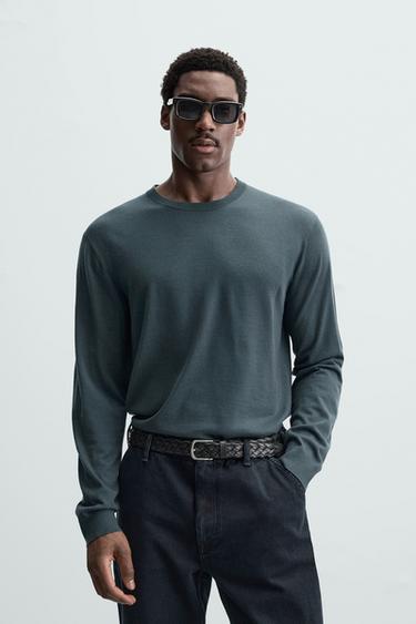 REGULAR FIT WOOL JUMPER - Bluish by Zara