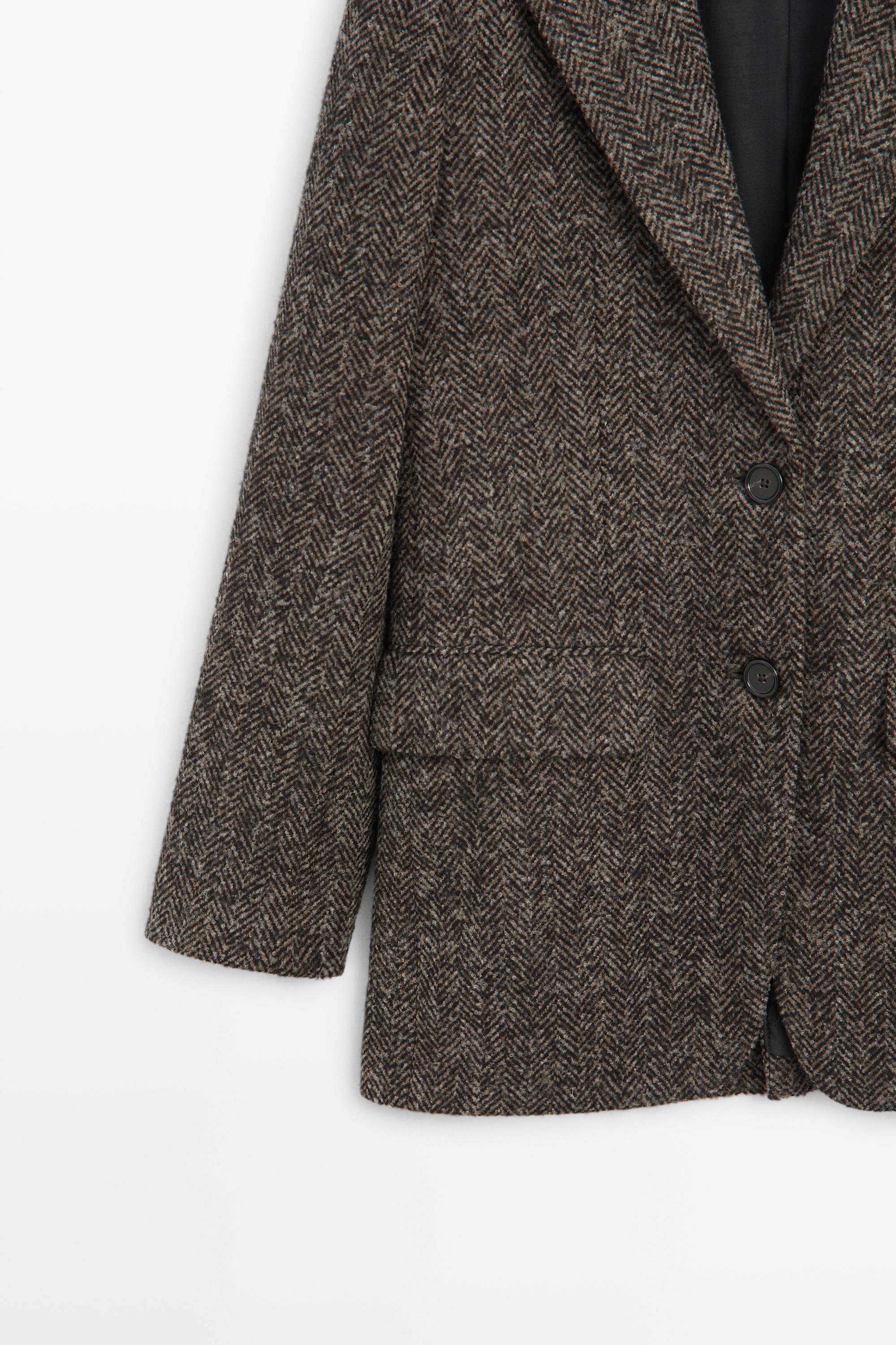 Suede and wool herringbone blazer