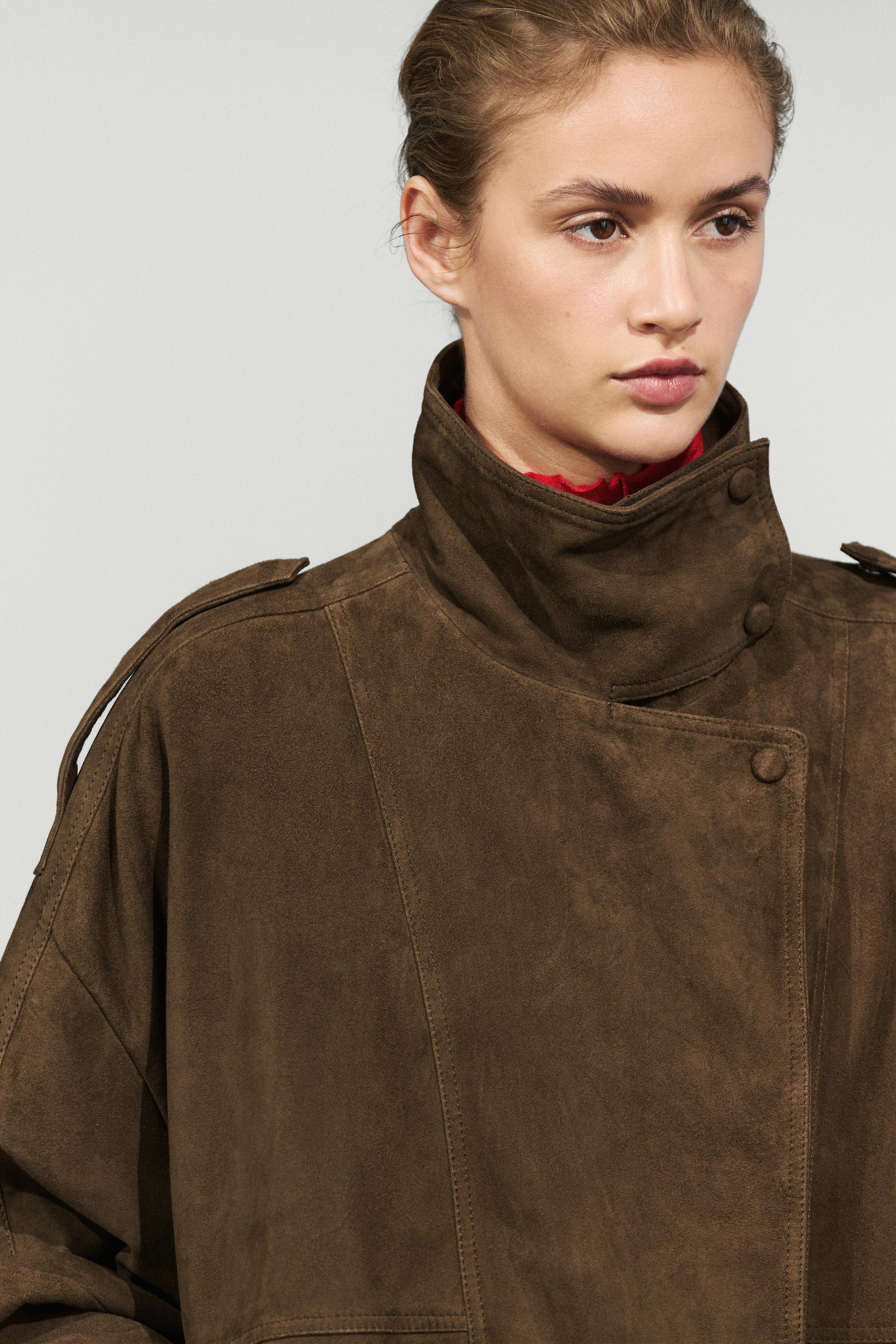 High collar suede bomber jacket