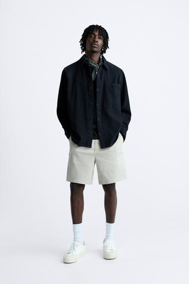 Zara JOGGER WAIST SHORTS - taupe brown