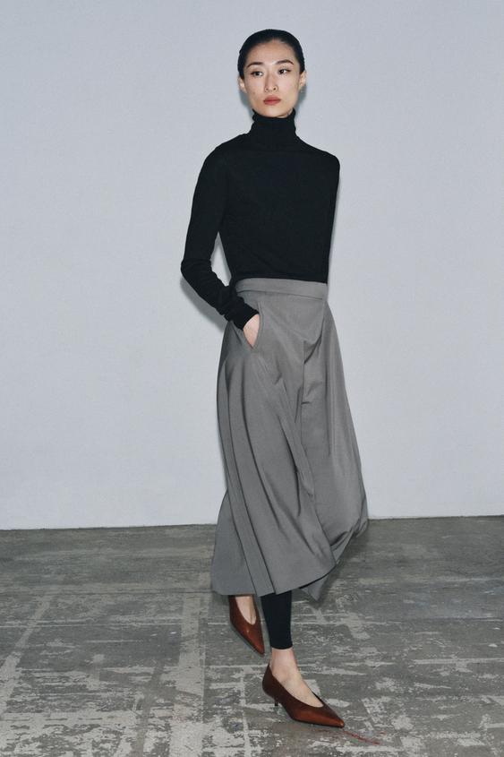 ASYMMETRIC 100% WOOL SKIRT ZW COLLECTION