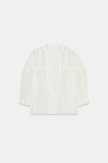 Zara ZW COLLECTION ROMANTIC COTTON SHIRT - Ecru