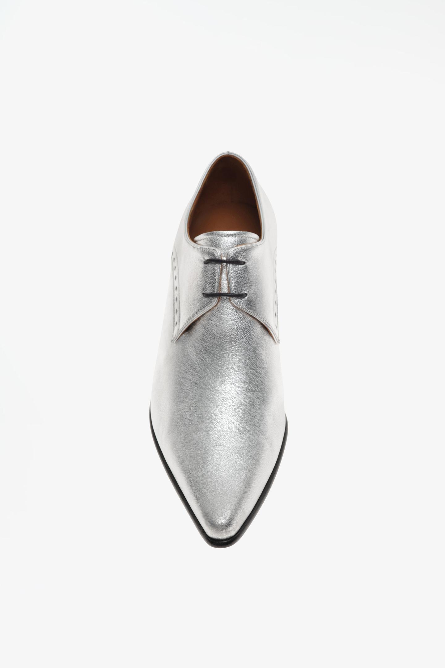Мужские туфли Zara Limited Edition Leather Derby, цвет: Серебряный — фото 5