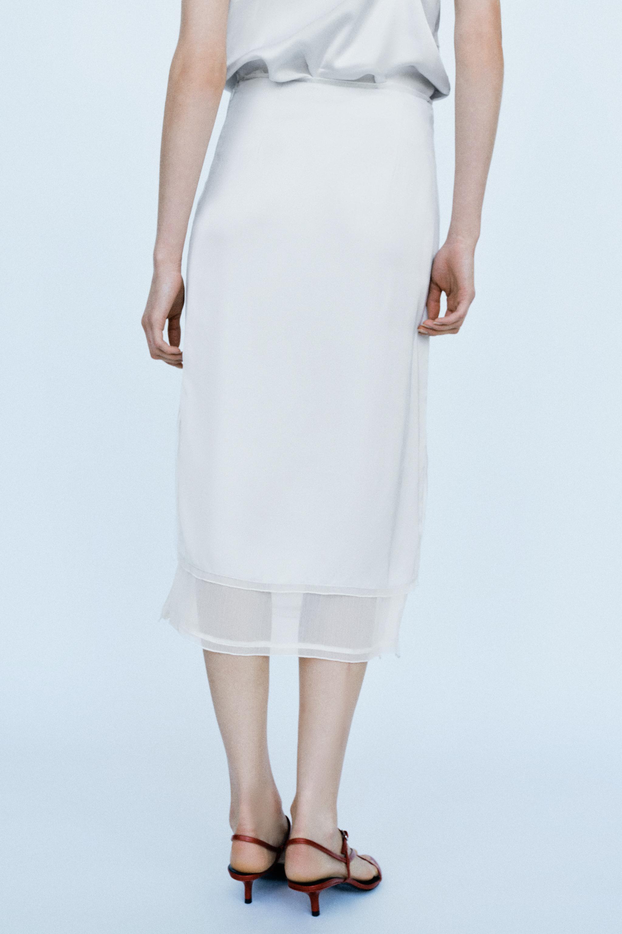 COMBINED SATIN MIDI SKIRT