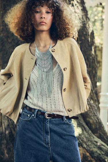 JAQUETA DE COURO 100% ZW COLLECTION LIMITED EDITION - Manteiga da Zara