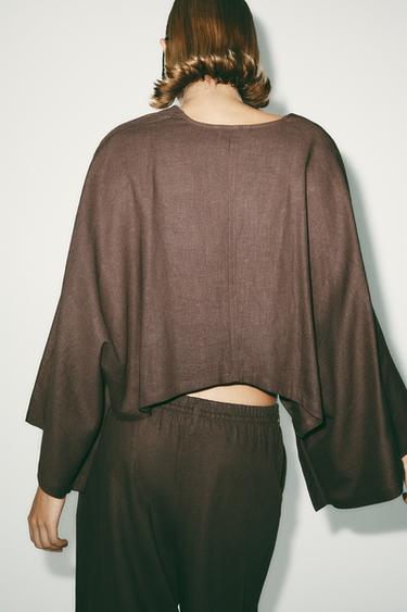 ASYMMETRIC CAPE KIMONO - Brown by Zara