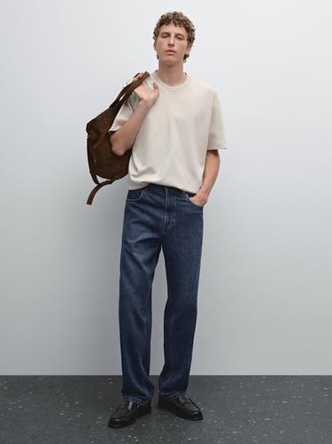 Zara 100% cotton medium weight T-shirt - Light sand