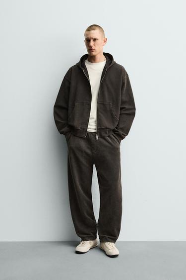 PANTALÓN JOGGER BALLOON FIT LAVADO - Marrón oscuro de Zara