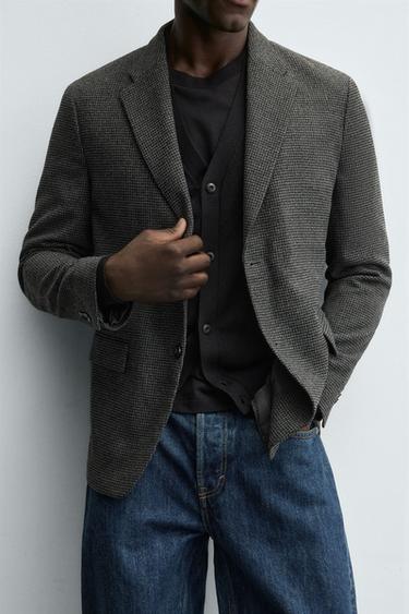 BLAZER STRUCTURÉ PIED-DE-POULE - Gris anthracite de Zara - Image 4