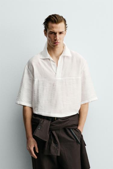 FLUID JACQUARD POLO SHIRT - White by Zara