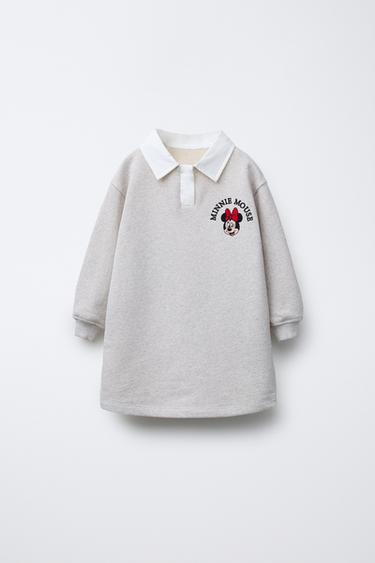 Zara MINNIE MOUSE © DISNEY FLEECE POLO NECK DRESS - Gray marl