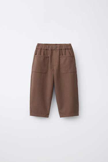 STRAIGHT TROUSERS WITH POCKETS - Brown by Zara