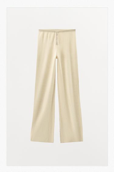 KNIT TROUSERS WITH BUTTONS - Ecru by Zara