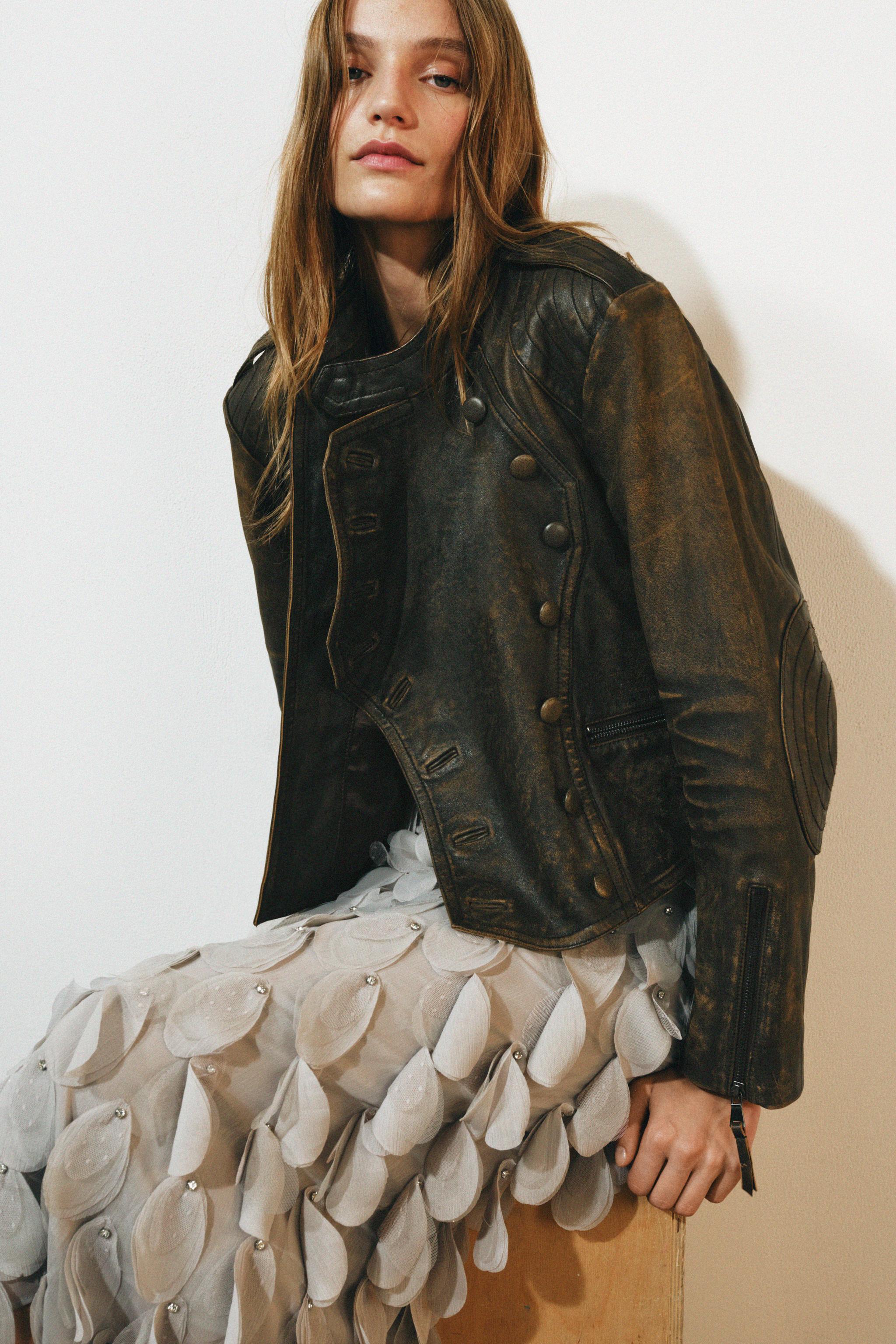 Zara ZW COLLECTION BONCUK İŞLEMELİ MİDİ ETEK görsel 6