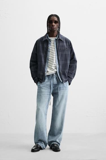 CHECKED ZIP-UP JACKET - Blue by Zara - Image 0