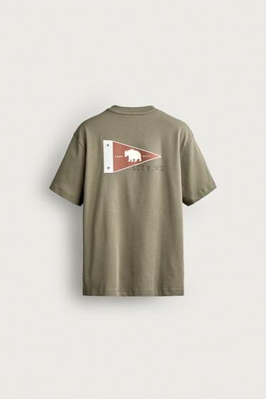 T-SHIRT REGULAR FIT À POCHE ÉTIQUETTE - Kaki de Zara