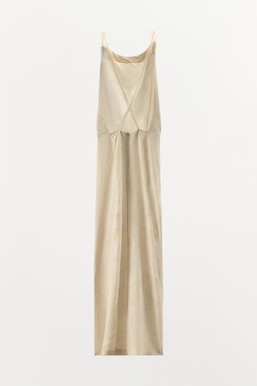 ROBE EN JACQUARD À BRETELLES COMBINÉES - Écru de Zara - Image 2