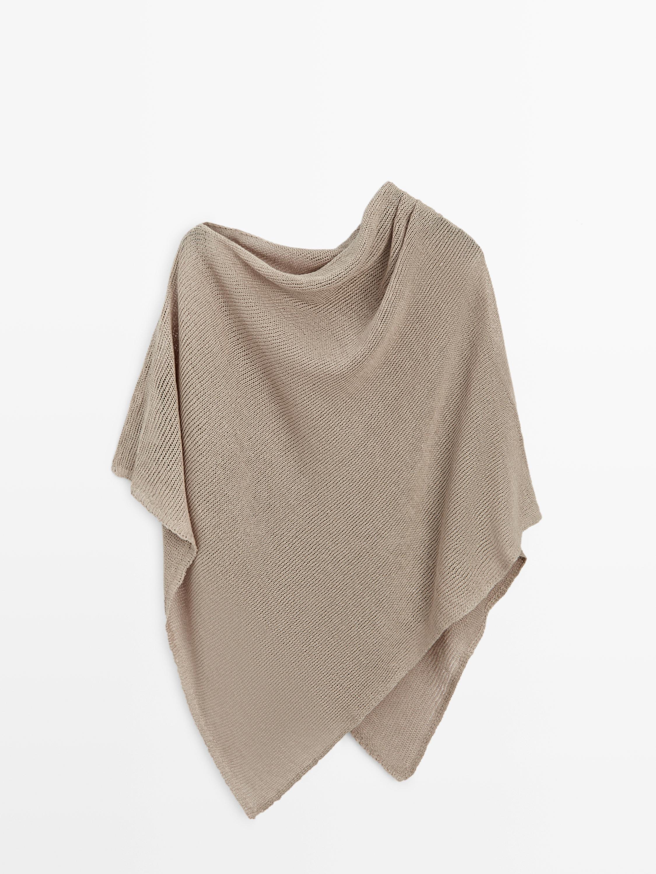 Linen blend knit cape
