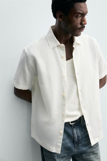 REGULAR FIT LINEN/COTTON SHIRT - White by Zara - Image 4