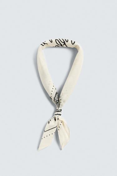 Zara LOGO PAISLEY PRINT BANDANA - Ecru