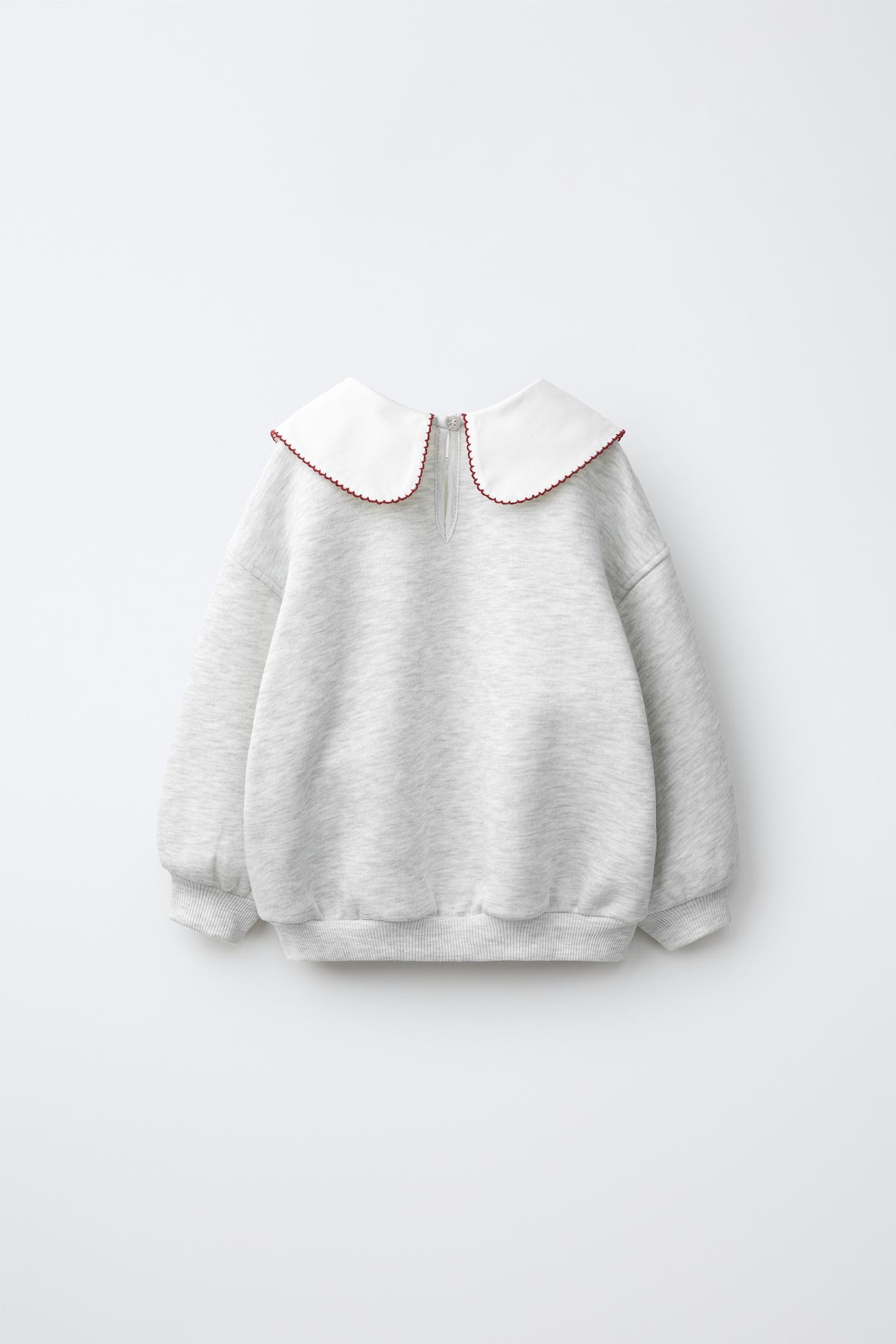 Детская толстовка Zara Flock Text, цвет: Серый меланжевый — фото 3
