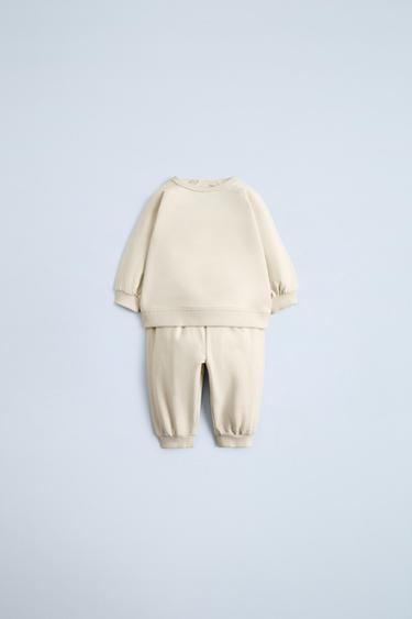 Zara SWEATSHIRT AND JOGGER PANTS SET - Ecru