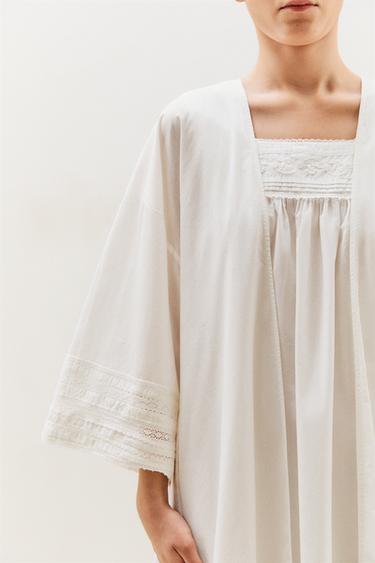 ROBE DE CHAMBRE DENTELLE - Écru de Zara - Image 5