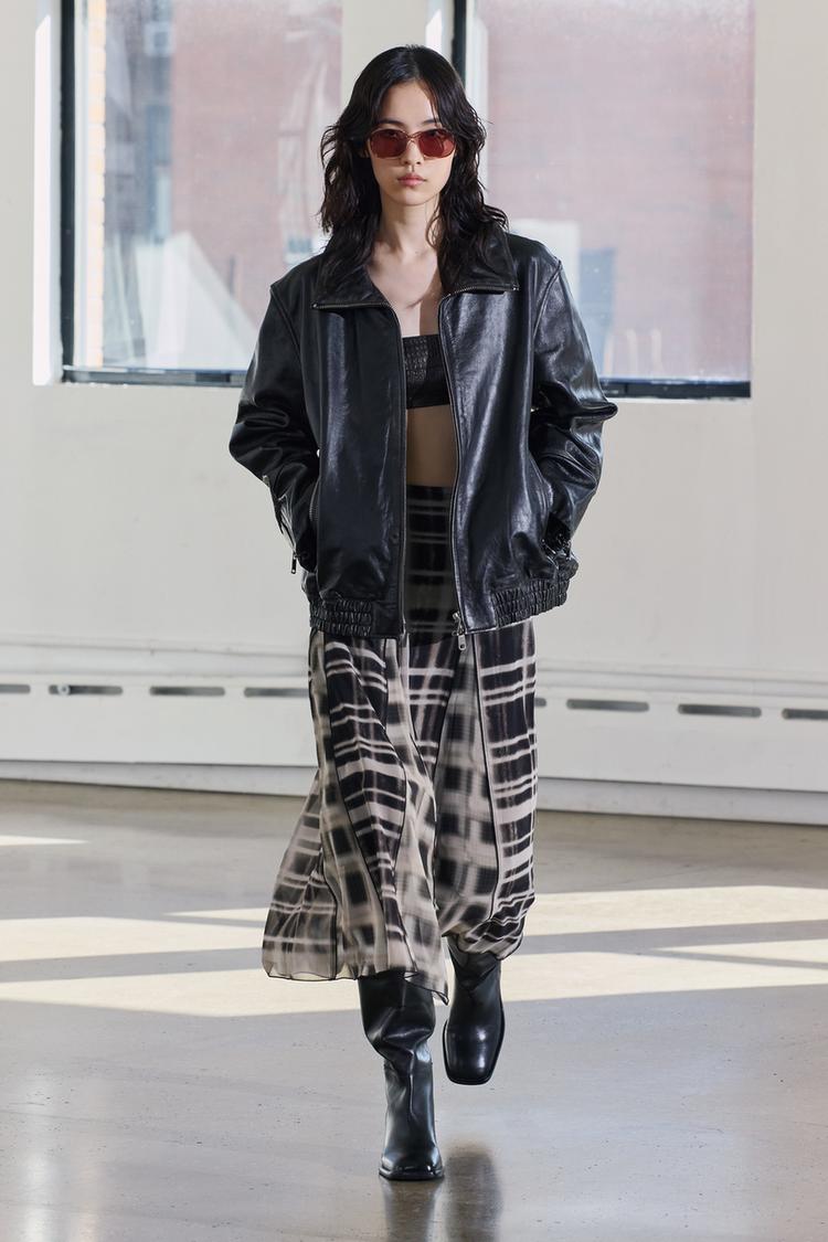 ZW COLLECTION チェック柄ボックスプリーツスカート - ホワイト  