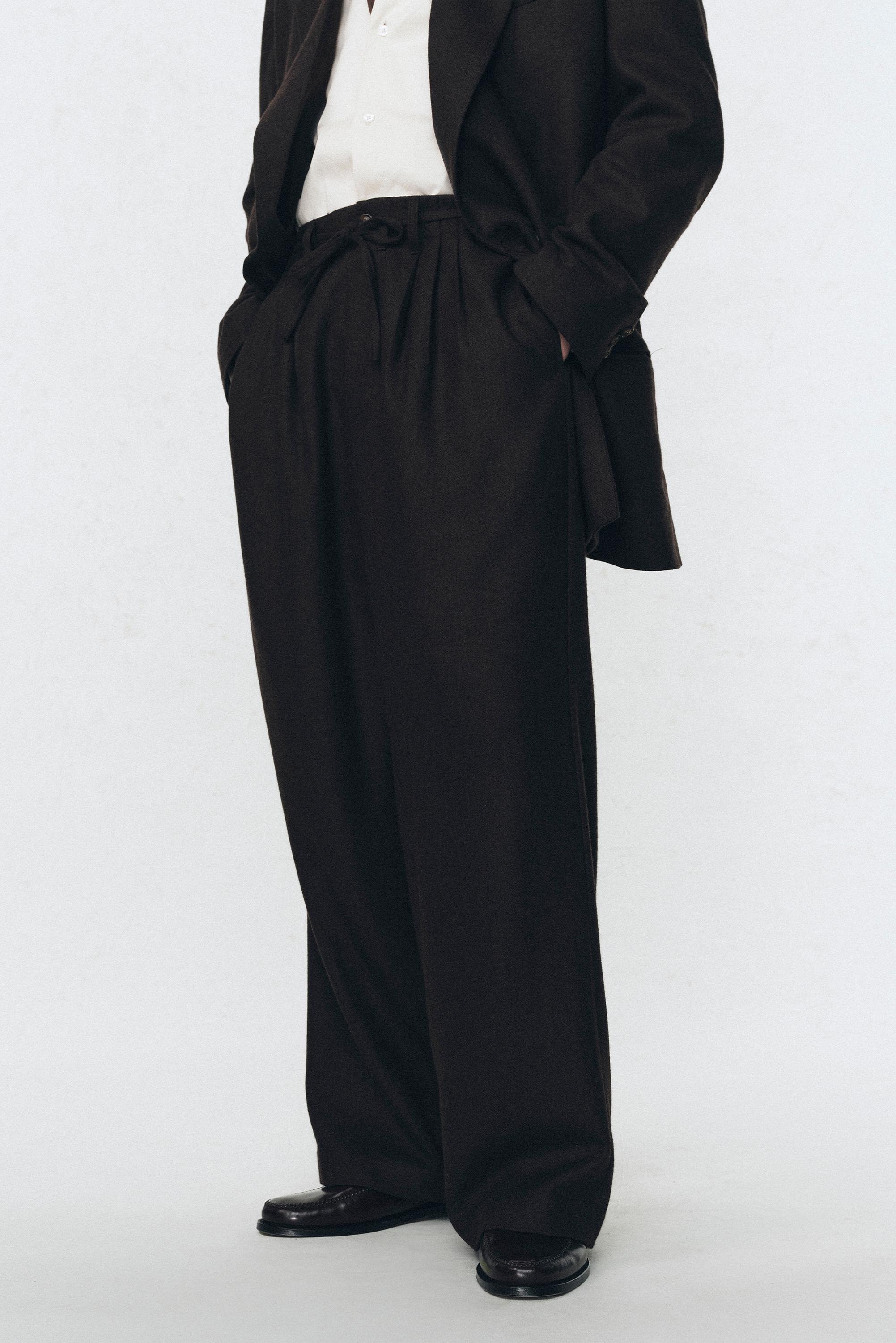 SOSHIOTSUKI ×ZARA プリーツフランネルスーツパンツ size44 プリーツフランネルスーツパンツ SOSHIOTSUKI X ZARA - ブラウン