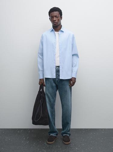 Zara Slim fit stretch shirt - Green stripe - Image 0