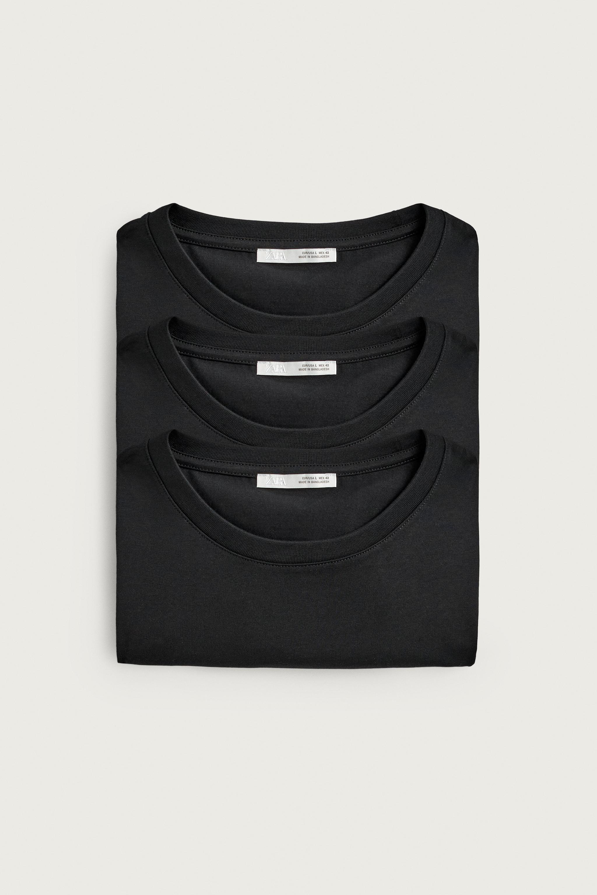 Мужские футболки Zara 3-PACK MEDIUM WEIGHT BASIC T-SHIRTS /02 — фото 4